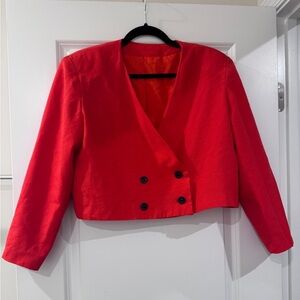 Red Cropped Bolero Blazer Jacket